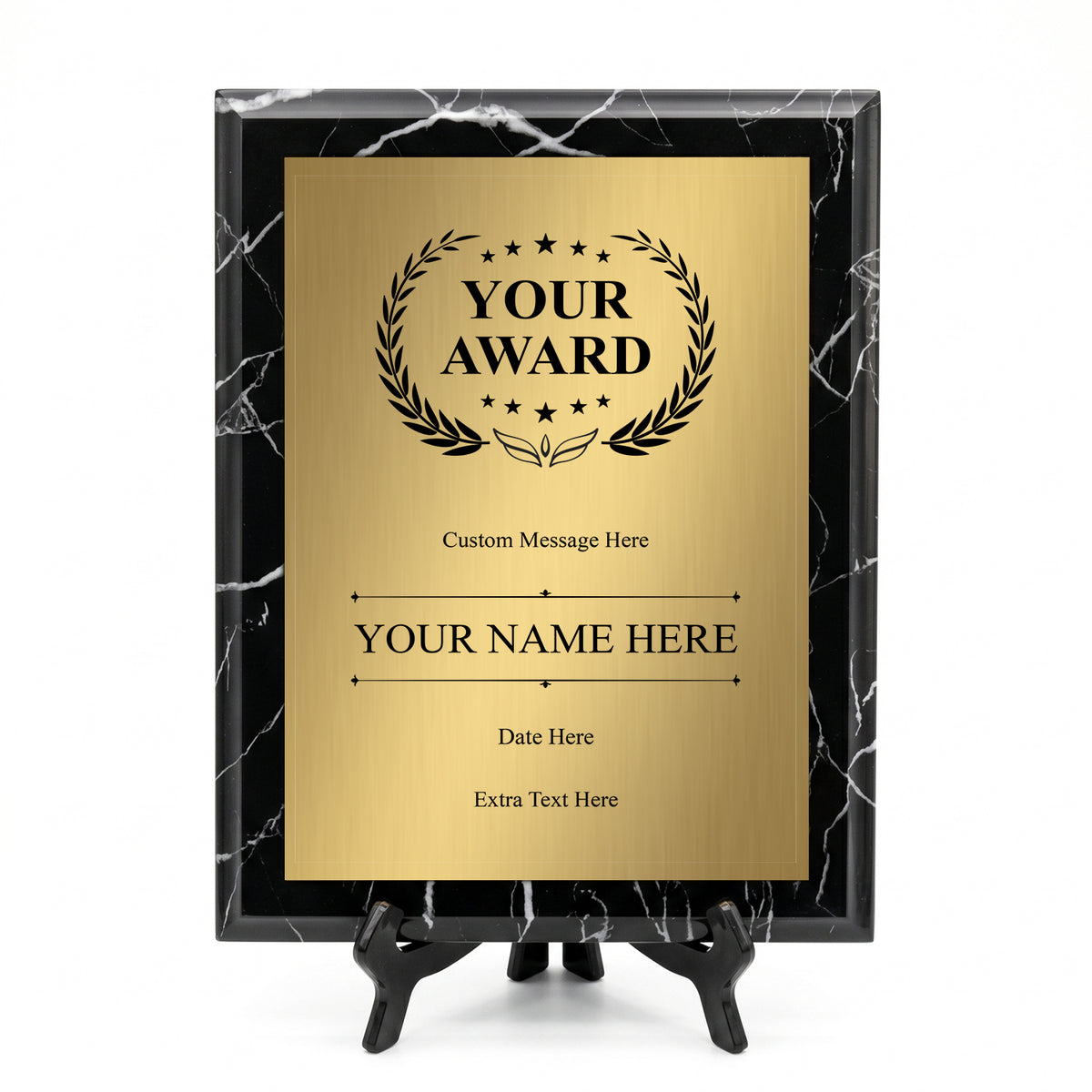 Personalized Award & Recognition Marble Effect Wall Plaques, Custom Plaques with Optional Easel Stand for Ceremonies, Achievements & Tributes