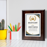 Dean's List Award' Personalized Wall Plaque With Easel Acrylic Stand | Education Recognition School Award Plaques
