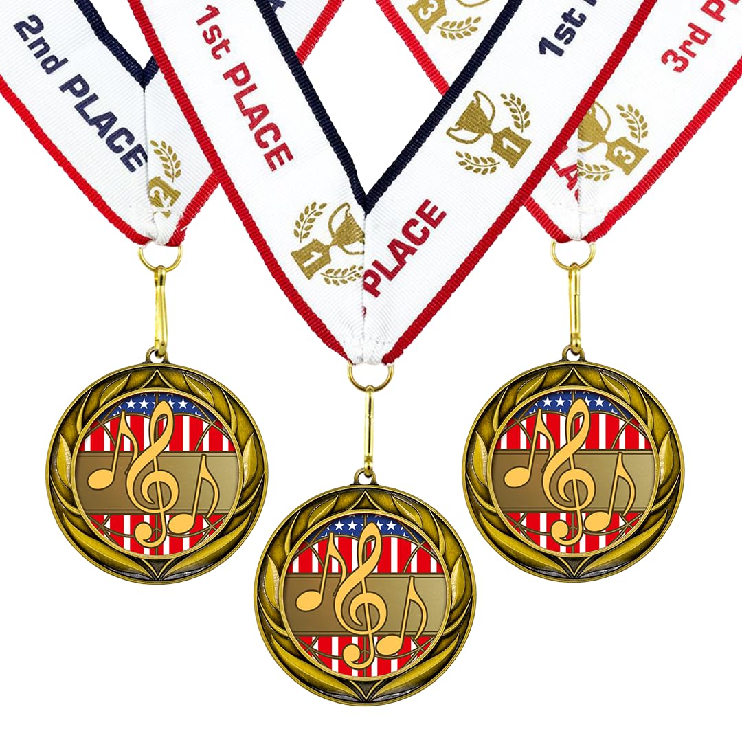 All Quality Music Wreath Design Medal - 1st, 2nd, 3rd Place