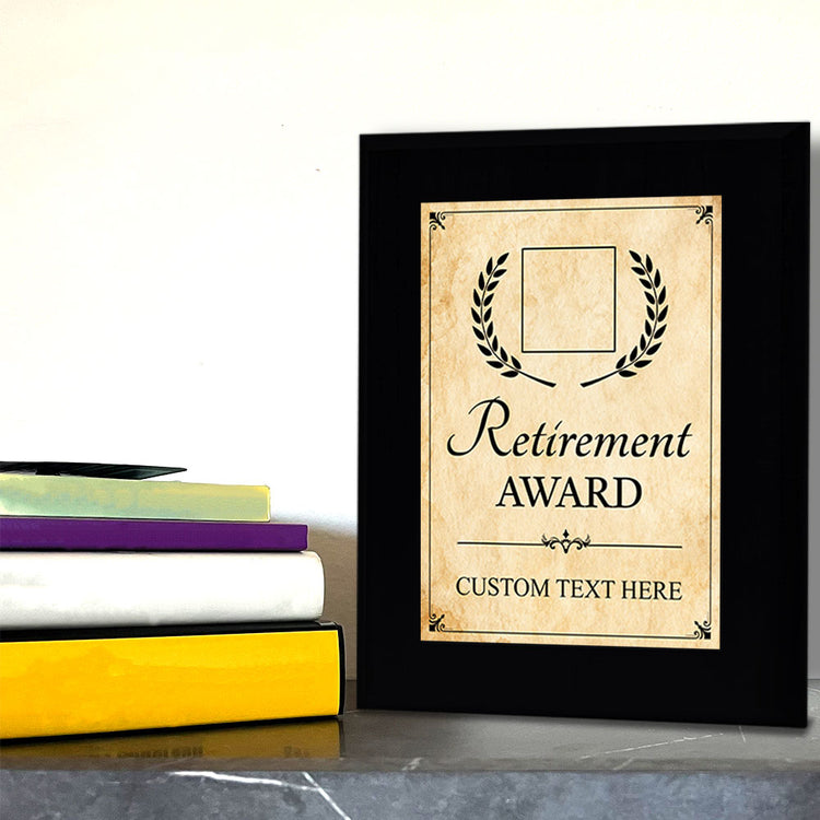 Retirement Award Personalized (Black) Wall Plaque With Easel Acrylic Stand | Workplace Recognition Ceremonies Award Plaques