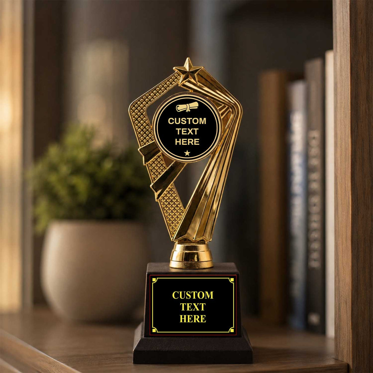 Academic Custom Insert Trophy Awards (Diploma, Globe, Grad Cap) - Engraved