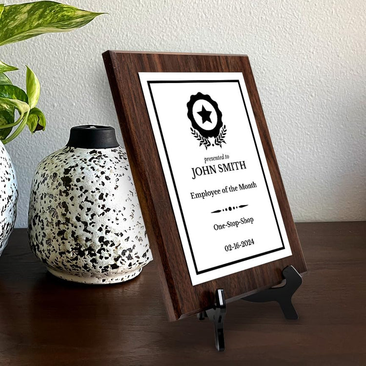 Employee Of The Month Customizable Award Plaque Easel Mount Option | Recognition of Achievement and Service Personalizable Plaques