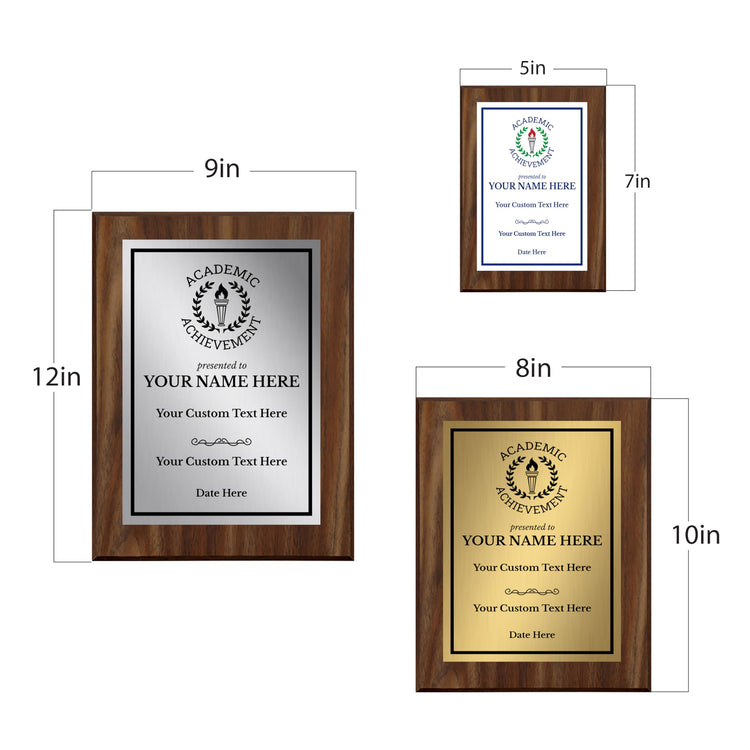 Academic Achievement Customizable Award Plaque | Easel Mount Option | Recognition of Achievement and Service Personalizable Plaques