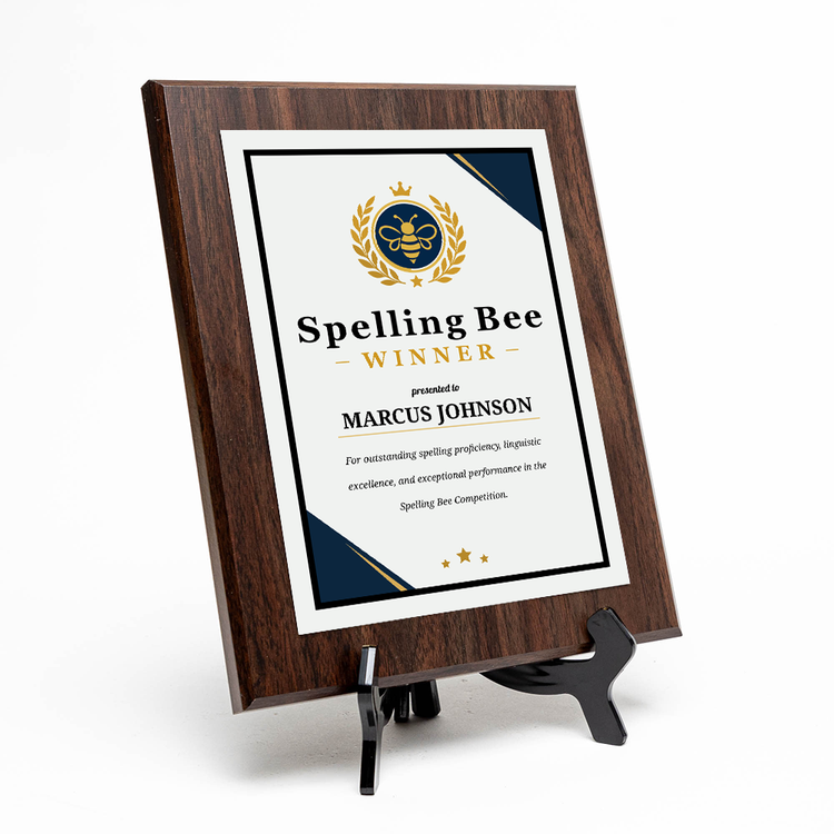 Spelling Bee Winner Award Personalized Wall Plaque With Easel Acrylic Stand | Education Recognition School Award Plaques