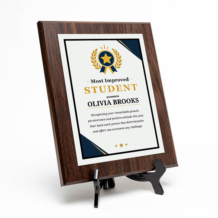 Most Improved Student Award' Personalized Wall Plaque With Easel Acrylic Stand | Education Recognition School Award Plaques