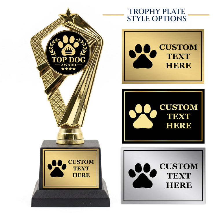 Gaucho Goods Top Dog Award Trophy, Custom Engraved Dog Gift — Personalized Award for Dog Shows, Training Classes & Competitions