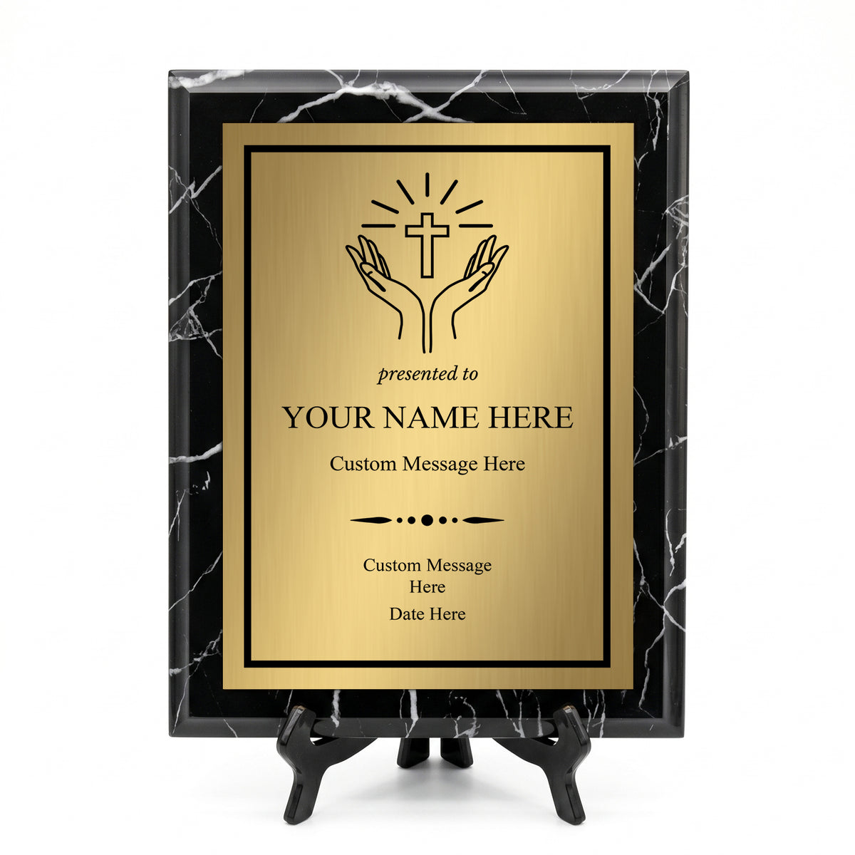 Personalized Award & Recognition Marble Effect Wall Plaques, Custom Plaques with Optional Easel Stand for Ceremonies, Achievements & Tributes