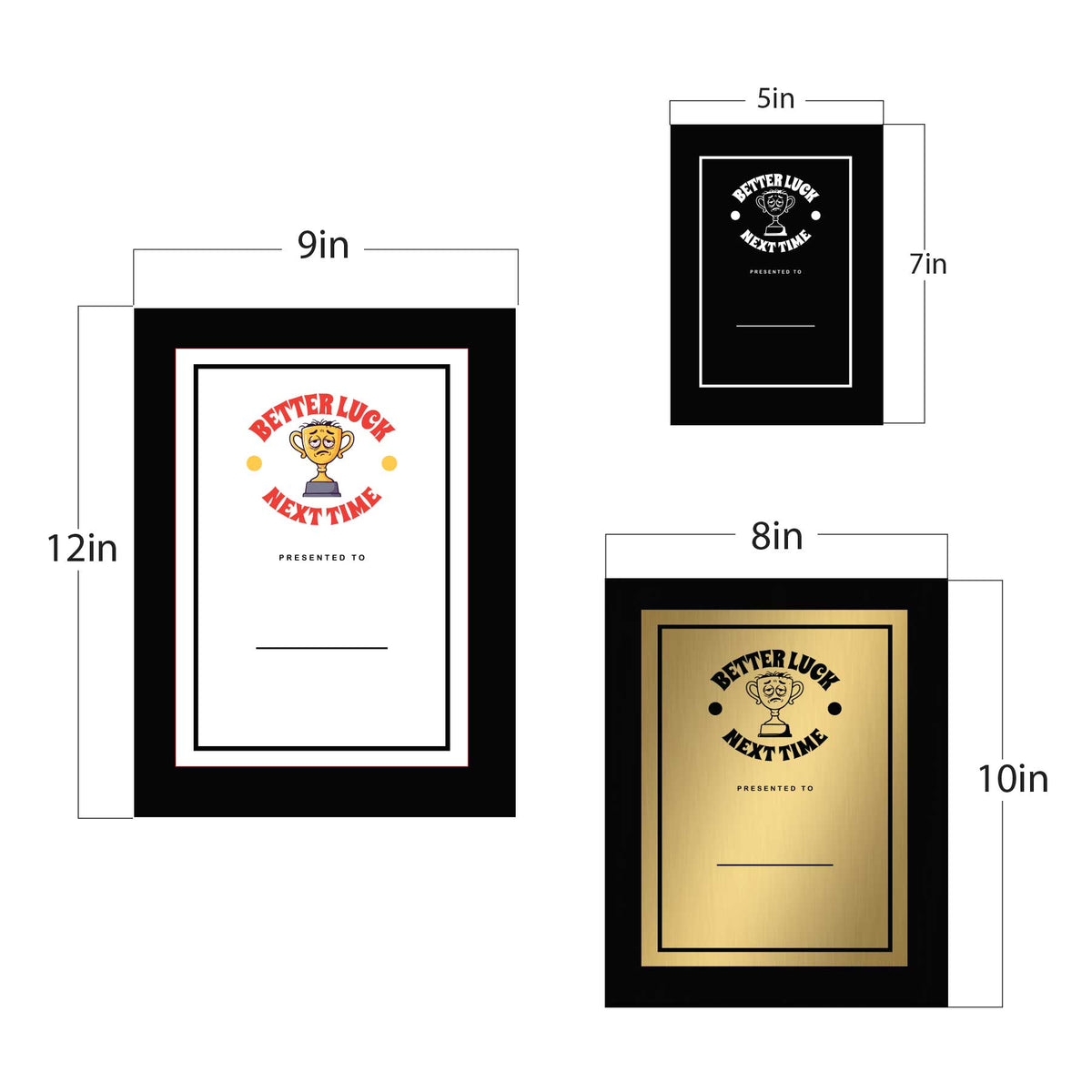 Better Luck Next Time' Personalized Wall Plaque With Easel Acrylic Stand | Novelty/Funny Office Award Plaques