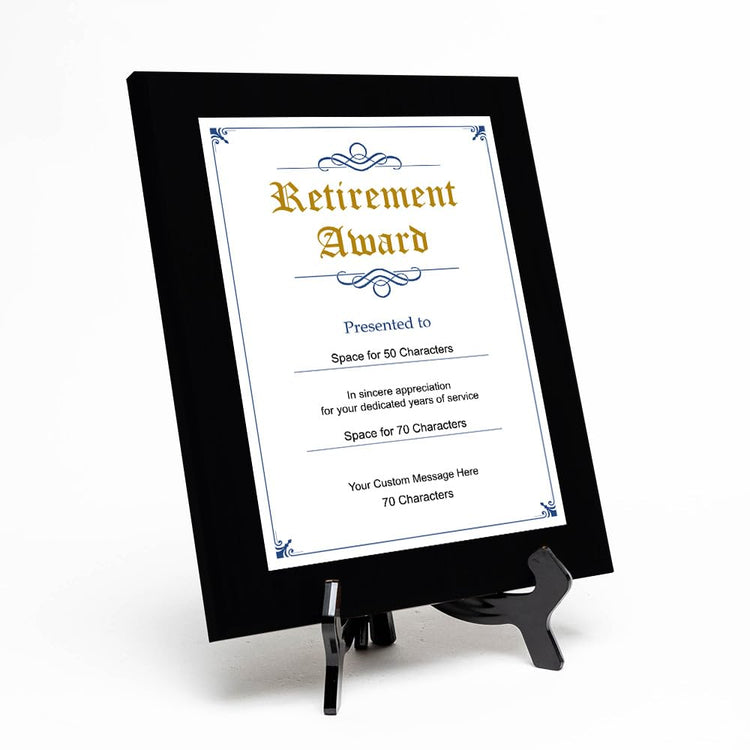 Signs ByLITA Customizable Retirement Black Frame Wooden Plaque with Optional Easel Mount | Recognition Gift for Employees, Organization members and Corporate Awards