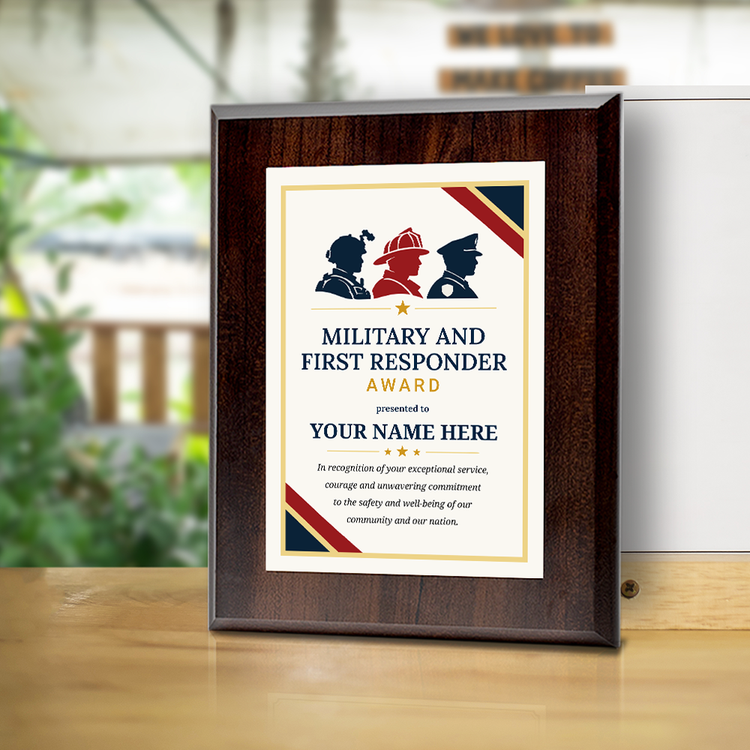 Military and First Responder Award Personalized Wall Plaque With Easel Acrylic Stand | Professional/Industry Recognition Award Plaques