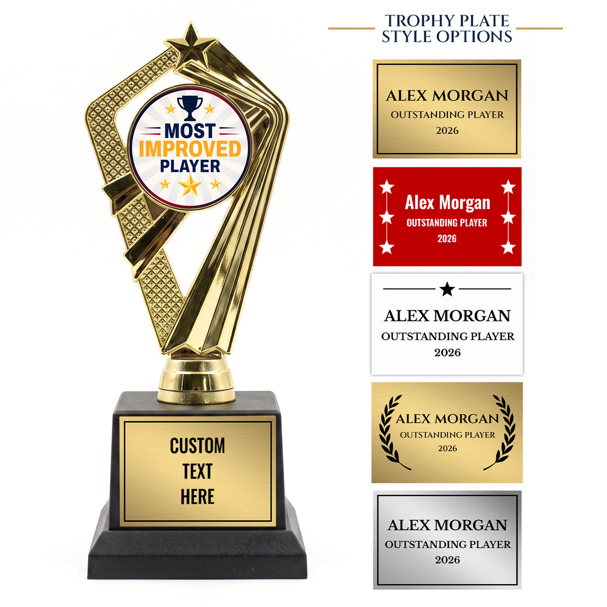 All Quality Most Improved Player Trophy, Custom Engraved — Personalized Award for Any Youth Sport or League