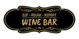 Signs ByLITA Designer Sip, Relax, Repeat: Wine Bar Durable ABS Plastic Laser Engraved Easy Installation Elegant Design Wall or Door Sign