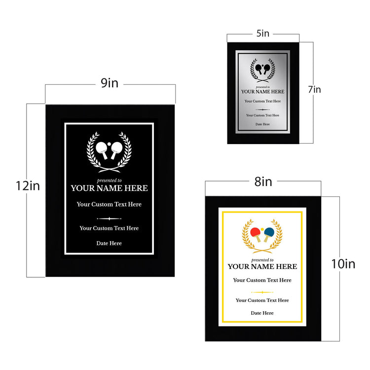 Table Tennis Customizable Black Frame Wooden Award Plaque | Easel Mount Option | Achievement and Recognition Personalizable Plaques | Sports Award
