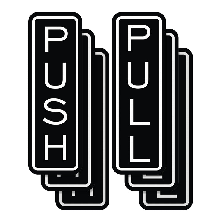 Signs ByLITA Classic Vertical Push Pull Self-Adhesive Door Sign for Businesses, Shops, Restaurants, Hotels and more (3 Pack) Wall or Door Sign