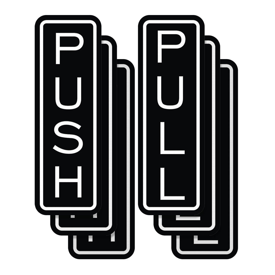 Signs ByLITA Classic Vertical Push Pull Self-Adhesive Door Sign for Businesses, Shops, Restaurants, Hotels and more (3 Pack) Wall or Door Sign