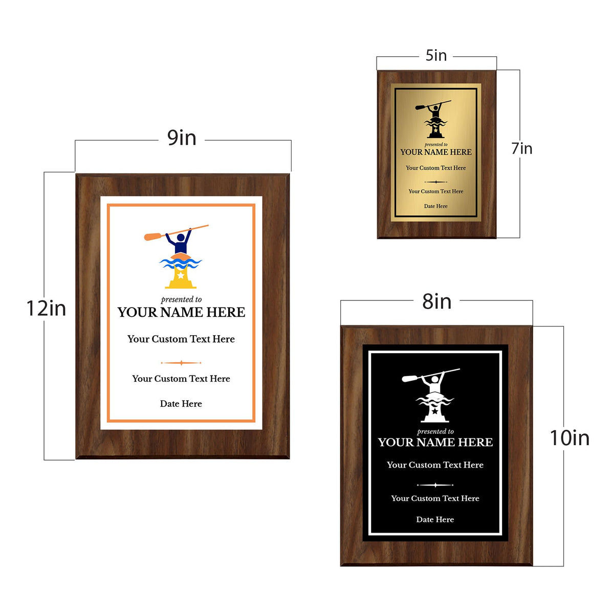 Canoeing Customizable Wooden Award Plaque | Easel Mount Option | Achievement and Recognition Personalizable Plaques | Sports Award