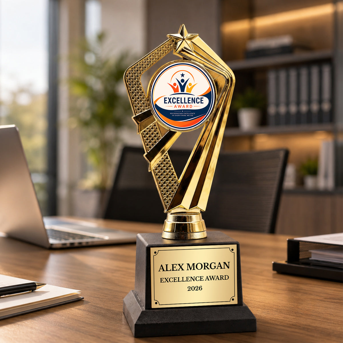 All Quality Custom Logo Trophy, Blank Insert for Your Own Logo — Personalized Corporate & Branded Recognition Award