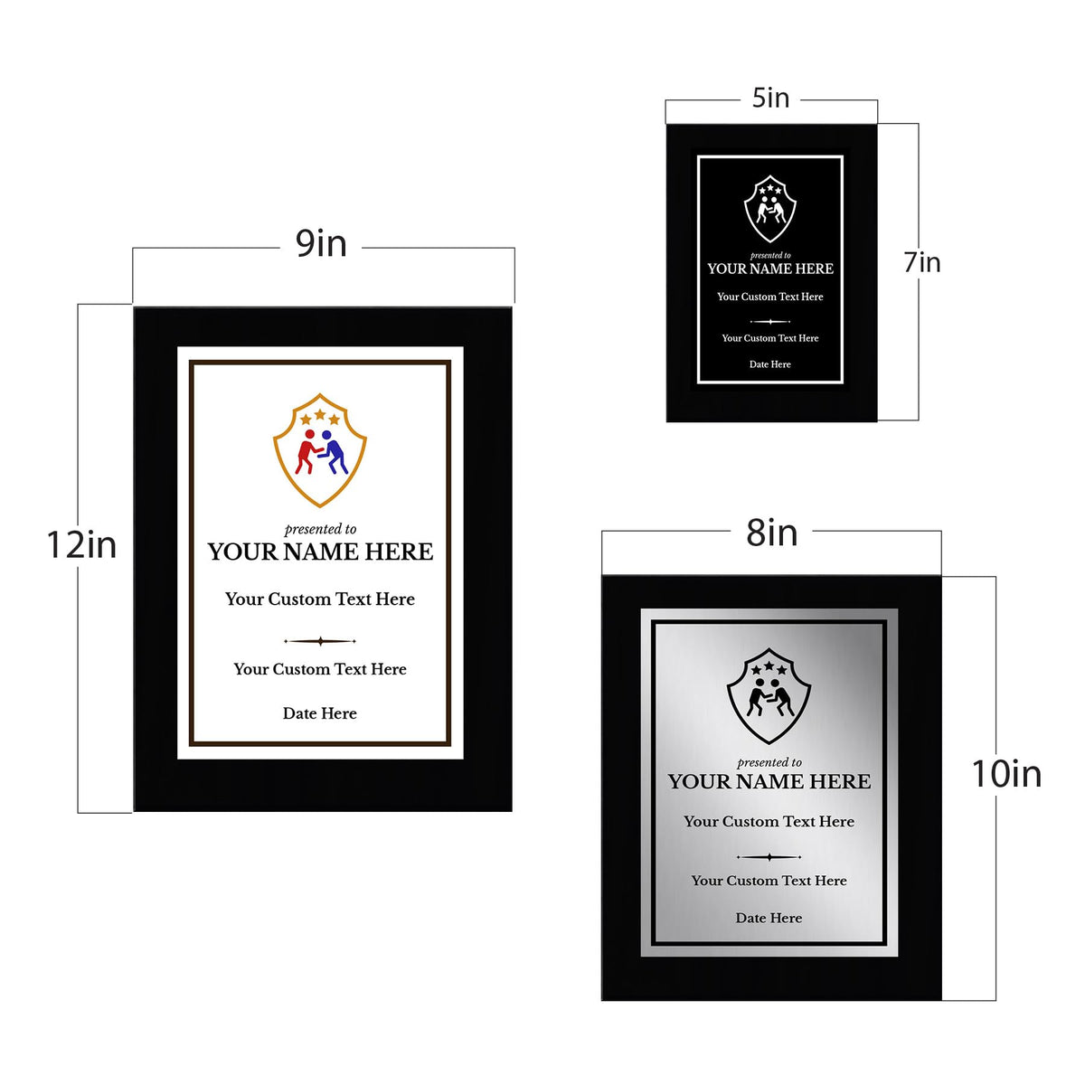 Wrestling Customizable Black Frame Wooden Award Plaque | Easel Mount Option | Achievement and Recognition Personalizable Plaques