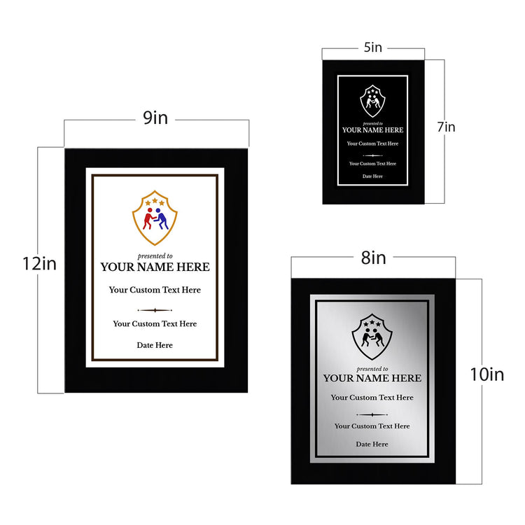 Wrestling Customizable Black Frame Wooden Award Plaque | Easel Mount Option | Achievement and Recognition Personalizable Plaques