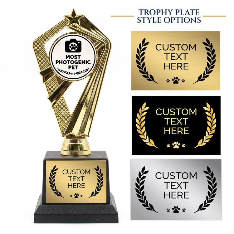 Gaucho Goods Most Photogenic Pet Trophy, Custom Engraved Pet Award — Personalized Award for Pet Photo Contests & Social Media Stars