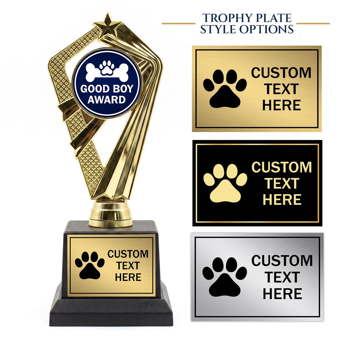 Gaucho Goods Good Boy Award Trophy, Custom Engraved Dog Gift — Personalized Funny Gift for a Good Boy: Training Wins & Birthdays