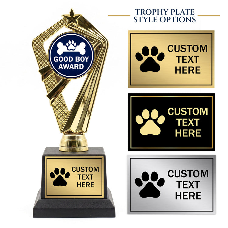 Gaucho Goods Good Boy Award Trophy, Custom Engraved Dog Gift — Personalized Funny Gift for a Good Boy: Training Wins & Birthdays