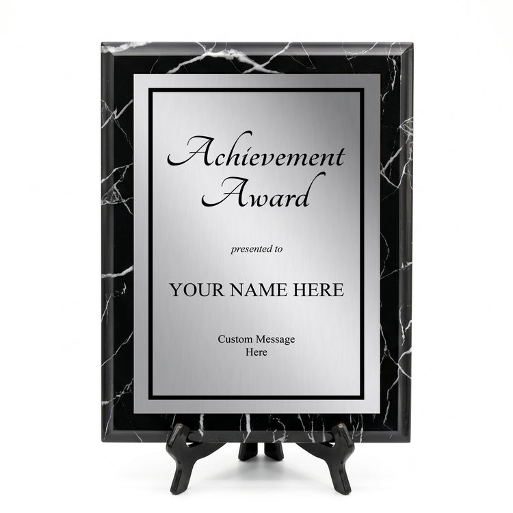 Personalized Award & Recognition Marble Effect Wall Plaques, Custom Plaques with Optional Easel Stand for Ceremonies, Achievements & Tributes