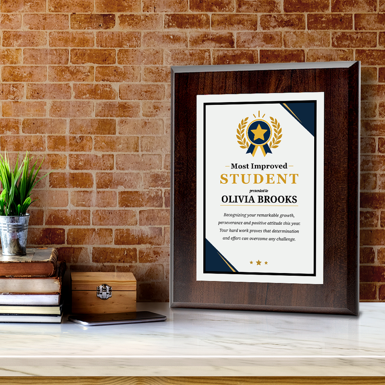 Most Improved Student Award' Personalized Wall Plaque With Easel Acrylic Stand | Education Recognition School Award Plaques