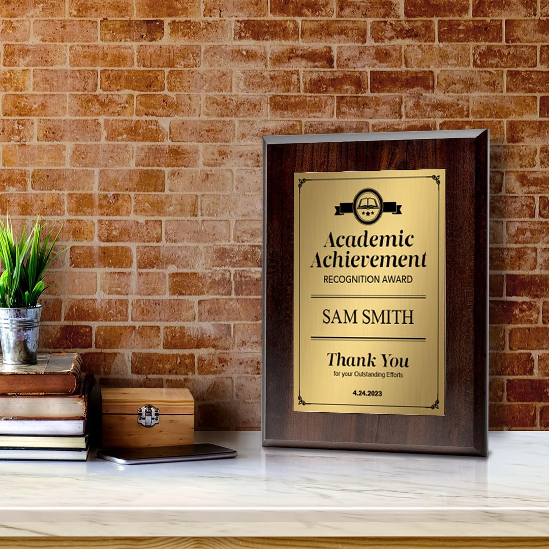 Signs ByLITA Customizable Award Wooden Plaque | Easel Mount Option | For Winners of Academic Awards Certificates and Achievements | End of year Recognition Gift For Students