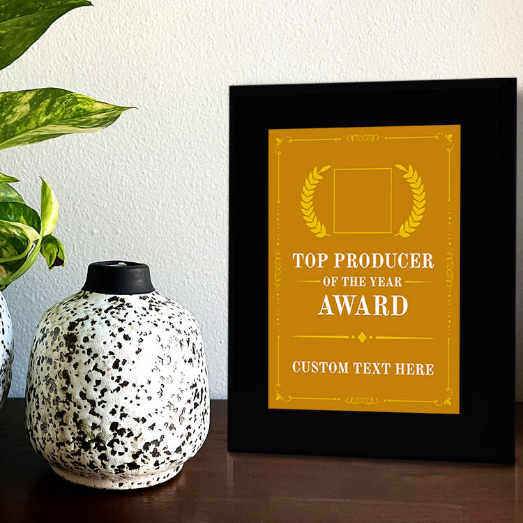 Top Producer of the Year Award Personalized (Black) Wall Plaque With Easel Acrylic Stand | Workplace Recognition Ceremonies Award Plaques