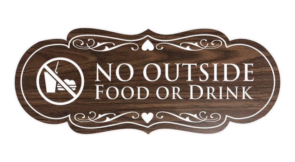 Designer No Outside Food or Drink Sign