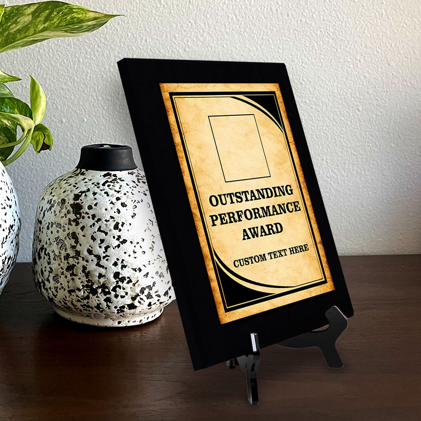 Outstanding Performance Award Personalized (Black) Wall Plaque With Easel Acrylic Stand | Workplace Recognition Ceremonies Award Plaques
