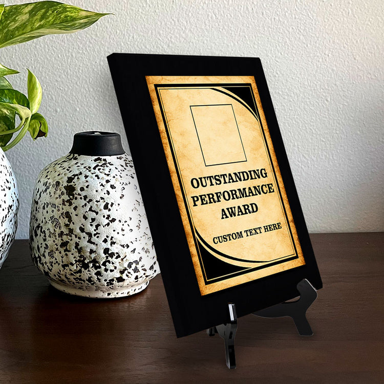 Outstanding Performance Award Personalized (Black) Wall Plaque With Easel Acrylic Stand | Workplace Recognition Ceremonies Award Plaques