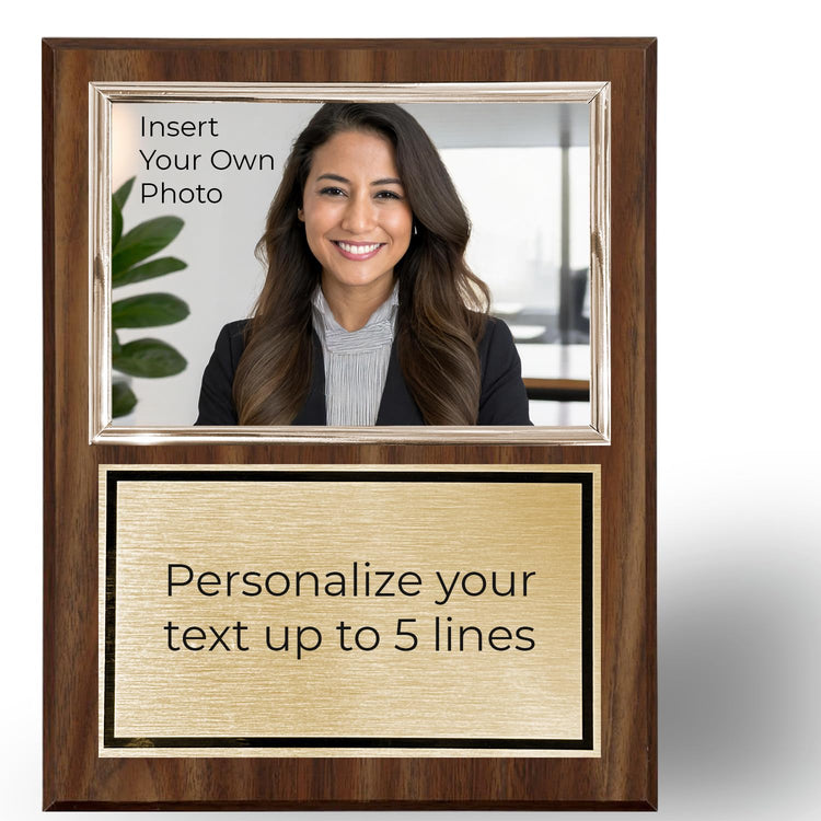 Personalized Wooden Photo Plaque - Horizontal Picture Holder - Custom Text on Plate