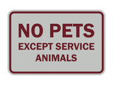 Classic Framed No Pets Except Service Animals Sign