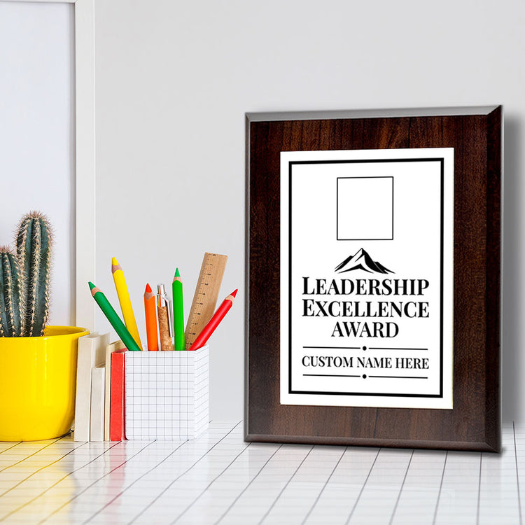 Leadership Excellence Award Personalized (Wooden) Wall Plaque With Easel Acrylic Stand | Workplace Recognition Ceremonies Award Plaques