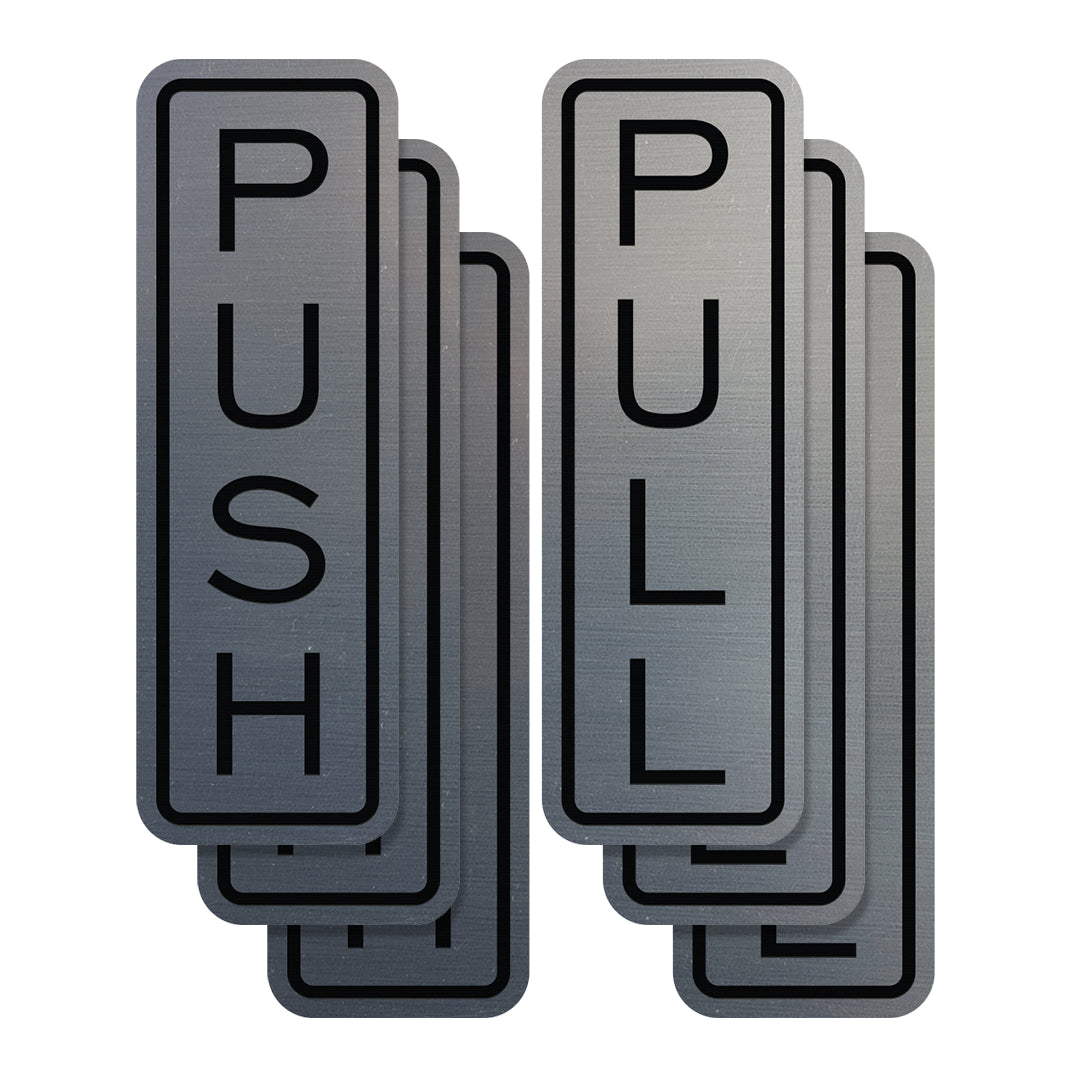 Signs ByLITA Classic Vertical Push Pull Self-Adhesive Door Sign for Businesses, Shops, Restaurants, Hotels and more (3 Pack) Wall or Door Sign