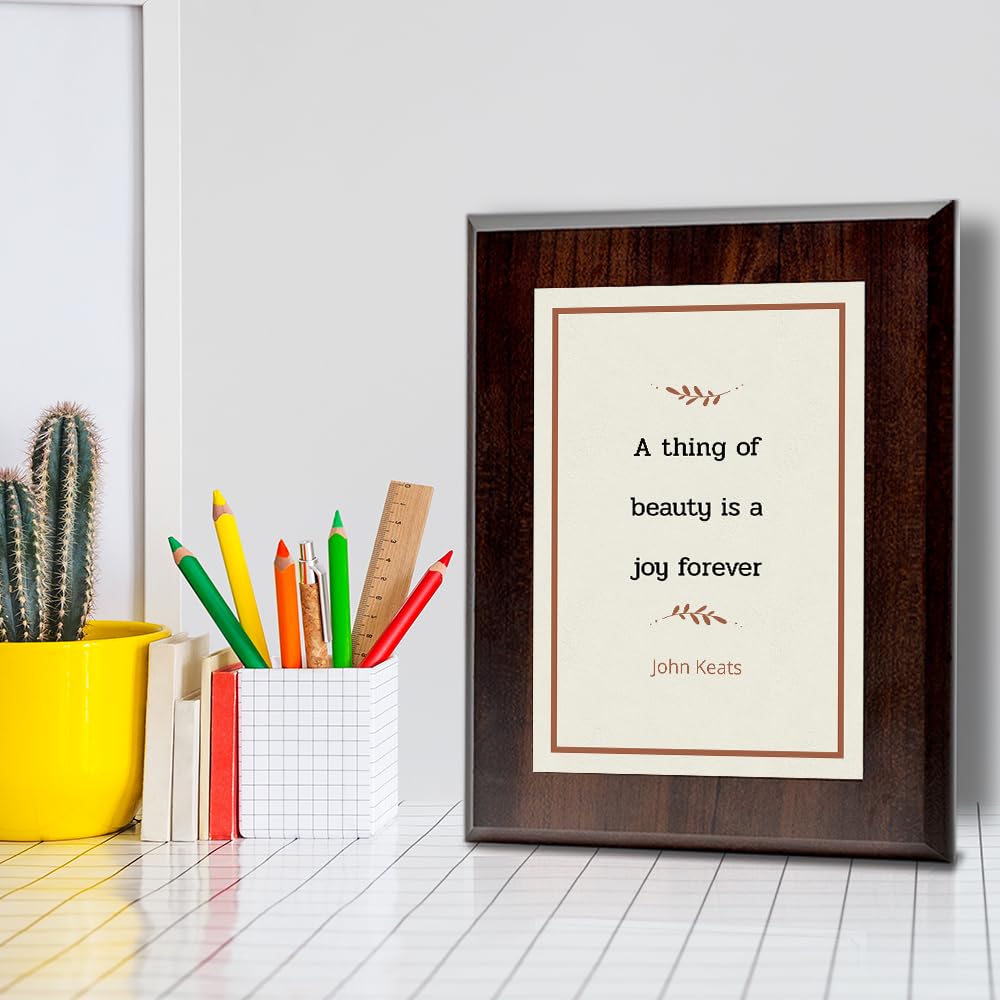 A thing of beauty is a joy forever – John Keats Decorative Wall Plaque With Easel Acrylic Stand | Great Literature Decor