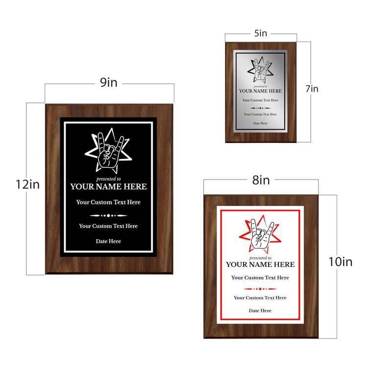 Rock and Roll Novelty Funny Customizable Award Plaque | Easel Mount Option | Funny Parody Achievement Personalizable Plaques