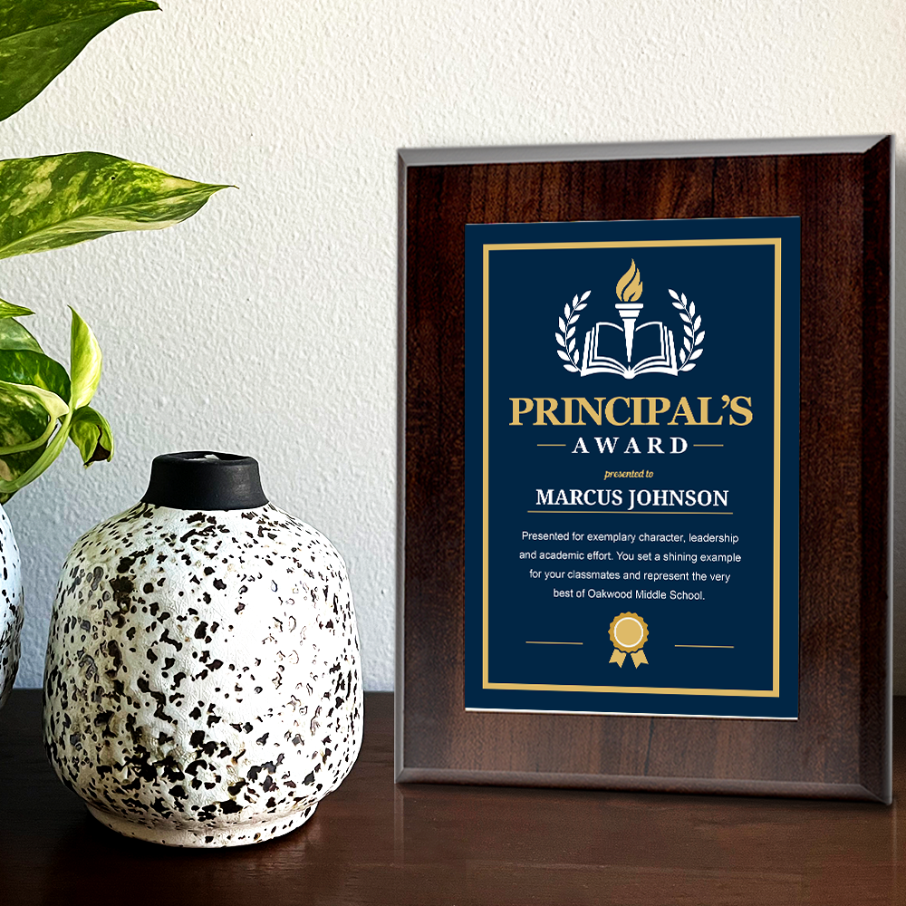 Principal's Award' Award Personalized Wall Plaque With Easel Acrylic Stand | Education Recognition School Award Plaques