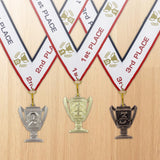 1st 2nd 3rd Place Cup Star Award Medals - 3 Piece Set (Gold, Silver, Bronze) Includes Ribbon