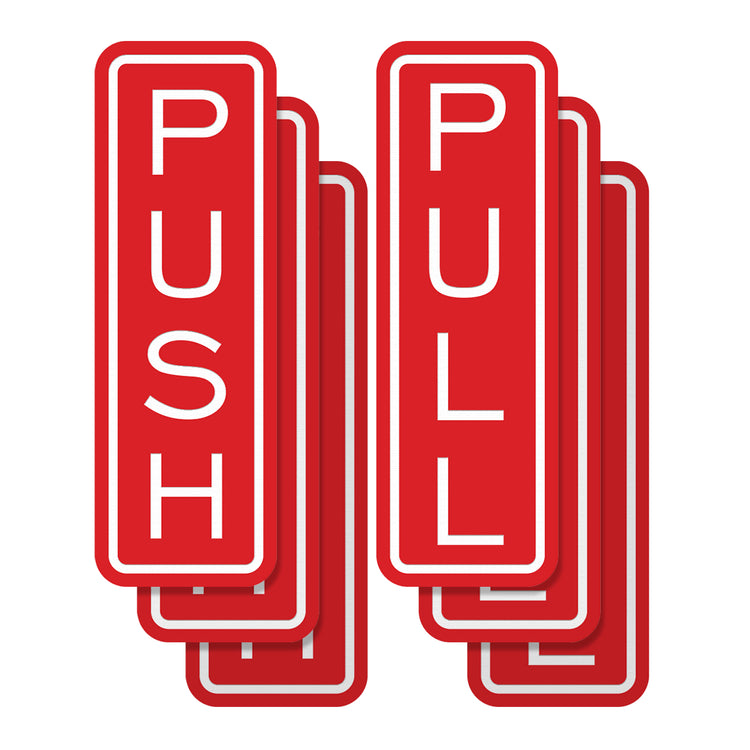 Signs ByLITA Classic Vertical Push Pull Self-Adhesive Door Sign for Businesses, Shops, Restaurants, Hotels and more (3 Pack) Wall or Door Sign