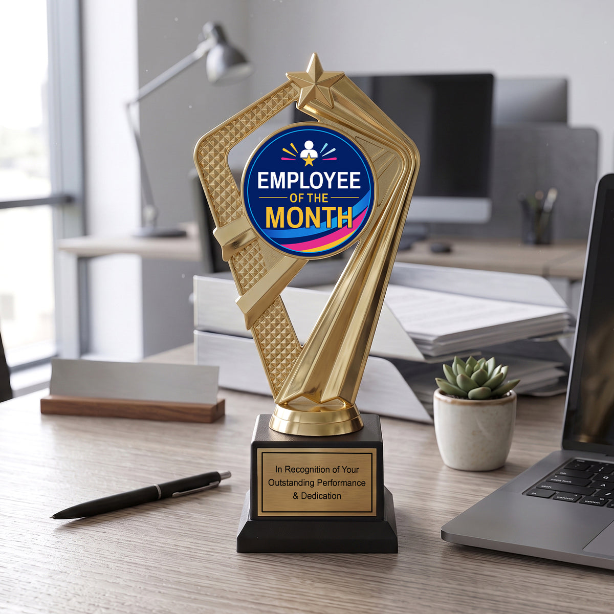All Quality Employee of the Month Trophy, Custom Engraved — Personalized Monthly Workplace Recognition Award