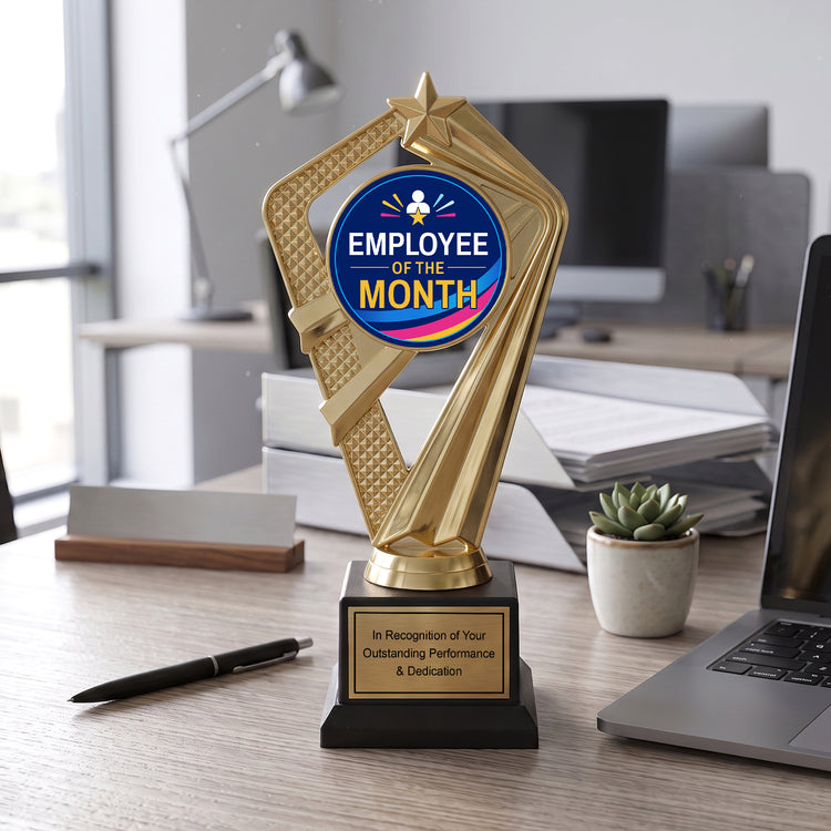 All Quality Employee of the Month Trophy, Custom Engraved — Personalized Monthly Workplace Recognition Award