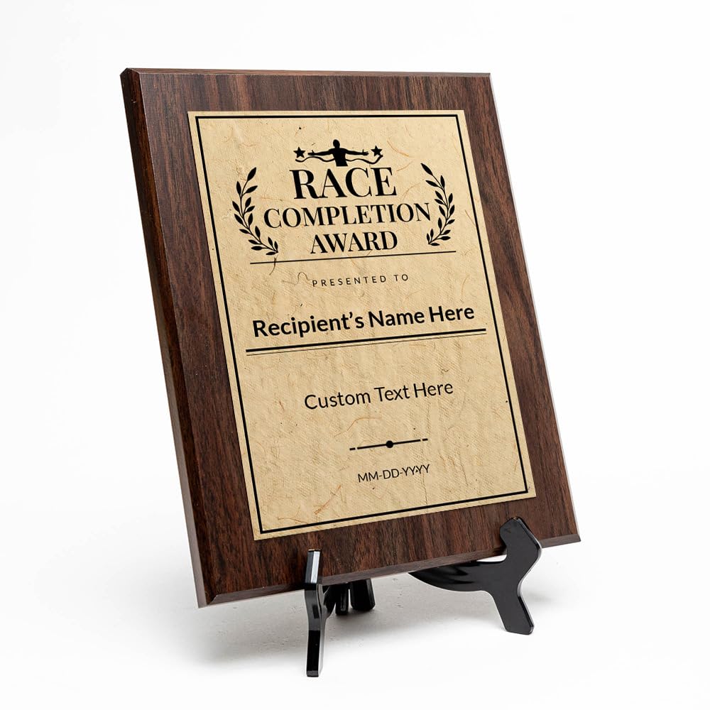 Race Completion Award Custom Award Wall Plaque With Easel Acrylic Stand | Sport and Personal Achievement Wall Plaques