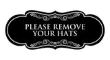 Signs ByLITA Designer Please Remove Your Hats Elegant Design Clear Messaging Durable Construction Easy Installation Wall or Door Sign