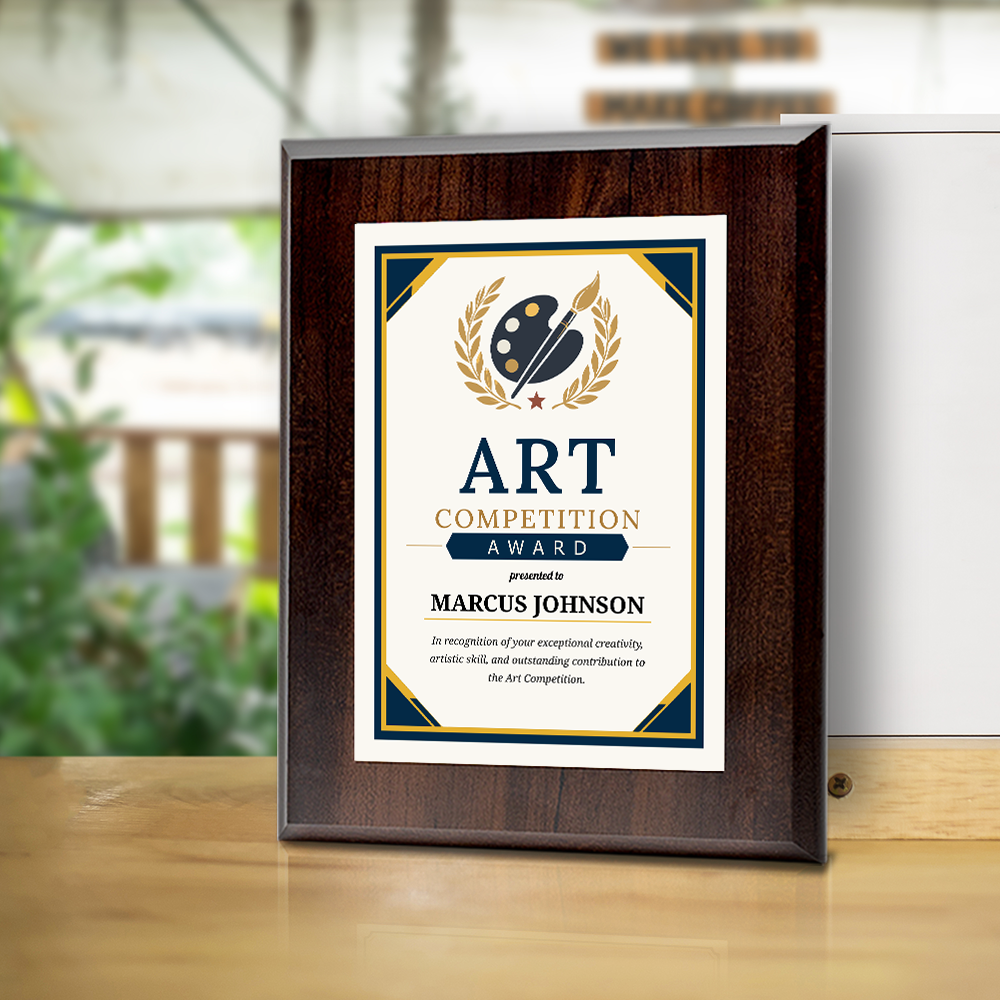 Art Competition Award' Personalized Wall Plaque With Easel Acrylic Stand | Professional/Industry Recognition Award Plaques