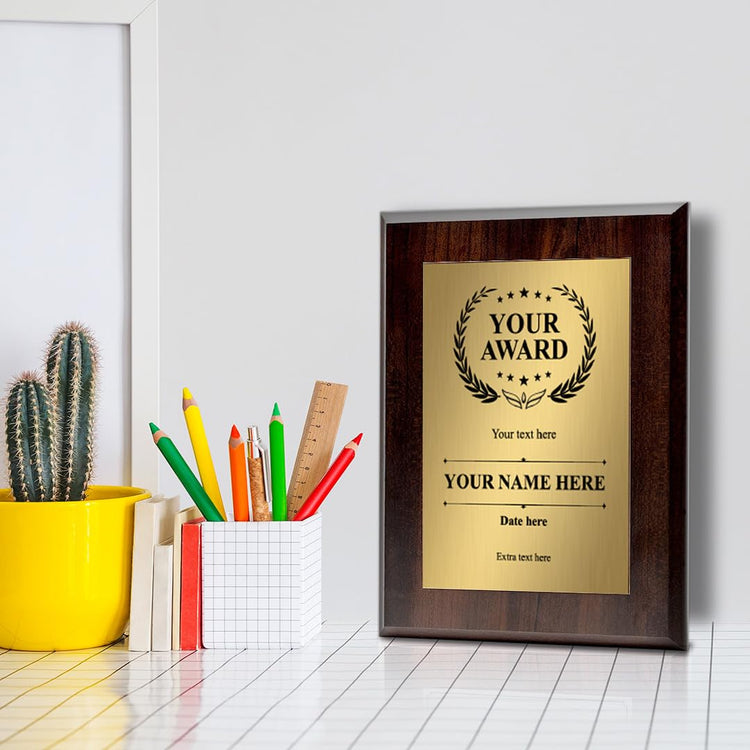 Signs ByLITA Customizable Wooden Plaque Award | Easel Mount Option | Recognition Gift for winners of awards, certificates and achievements | Employee Student Prize