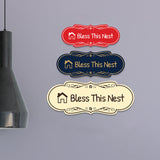Signs ByLITA Designer Bless This Nest Durable ABS Plastic Laser Engraved Easy Installation Elegant Design Wall or Door Sign