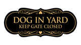 Designer Dog In Yard Keep Gate Closed Sign